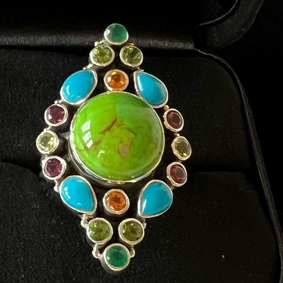🦋NICKY BUTLER RAJ LIMITED EDITION Sterling Silver Turquoise Multi Gem Ring SZ 9 - Picture 3 of 13